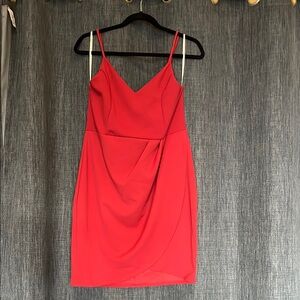 Womens XL Lulus Deep Red Ruched Mini Slip Dress